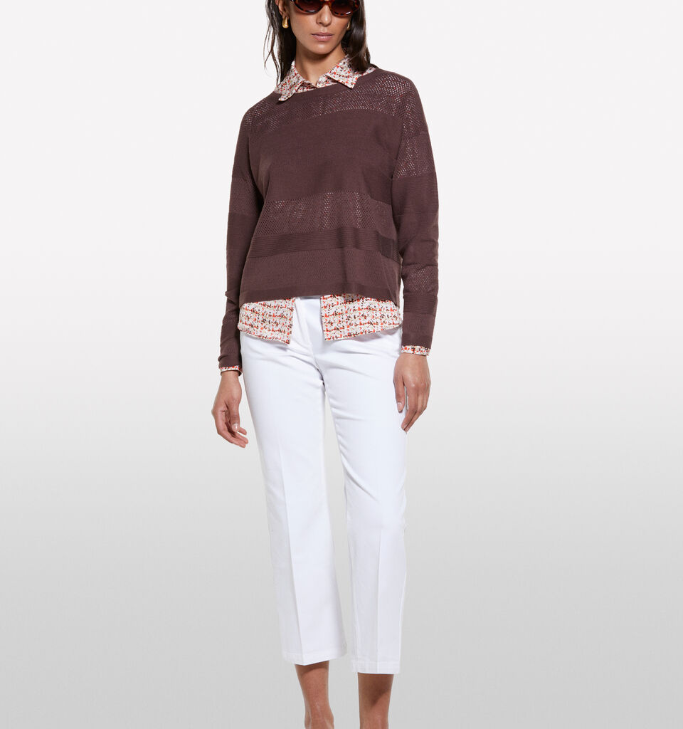 Brown boat neck sweater - women's boat neck sweaters - Dark Brown | Sisley image number 1